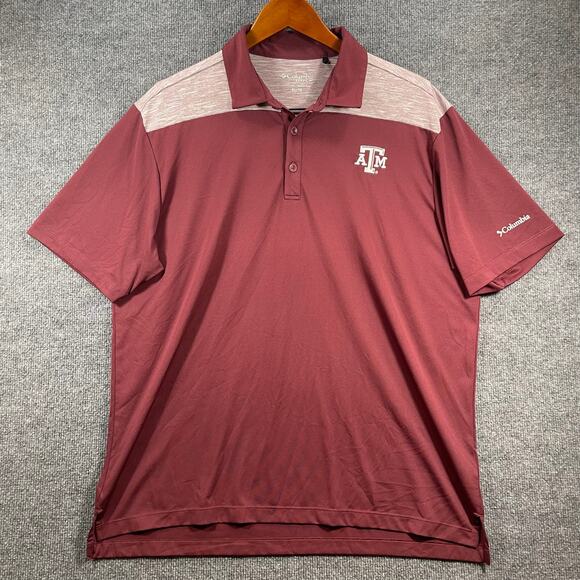 Columbia Golf Polo Shirt Texas A&M Men's XL Red Short Sleeve Casual Stretch - Picture 1 of 10